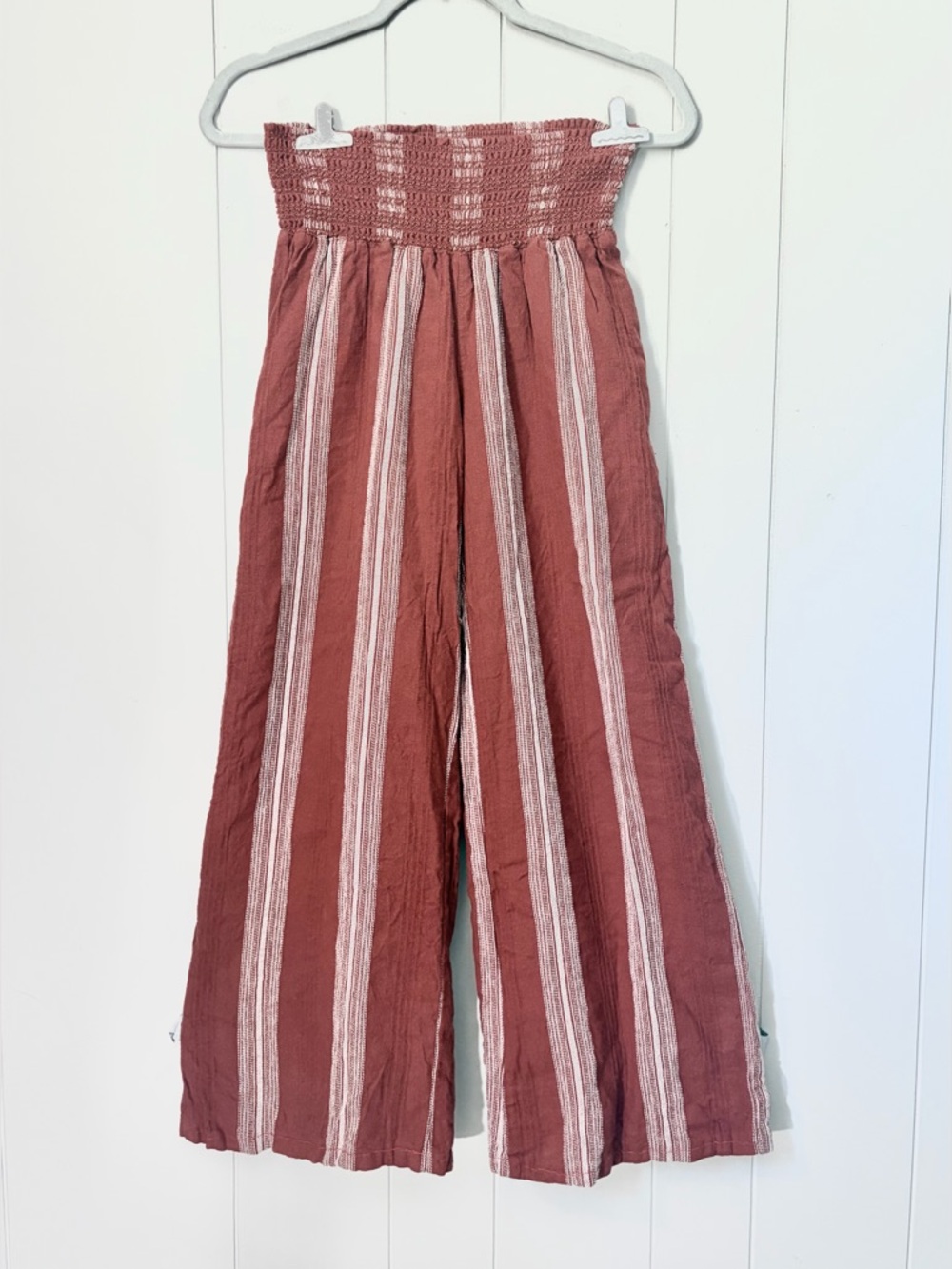 Rewash Brand Wide Leg Pants Flowy High Waist Rust Red Stripe Tribal Boho Medium